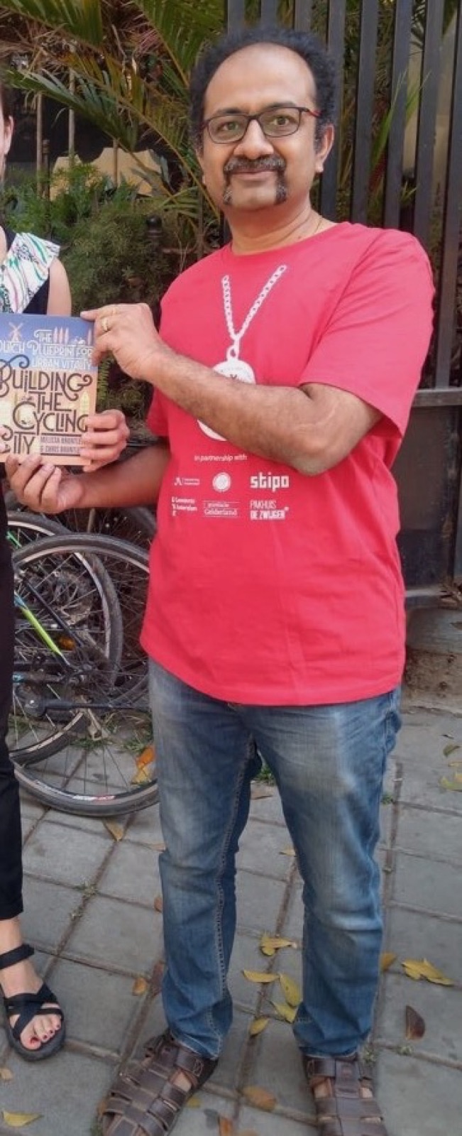 Sathya Sankaran outside a public museum exhibit
